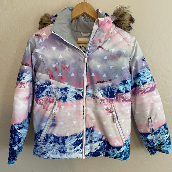 Roxy Other - Roxy Size 10 Girls Snowboarding Skiing Jacket Coat Parka Winter Warm Pink Blue